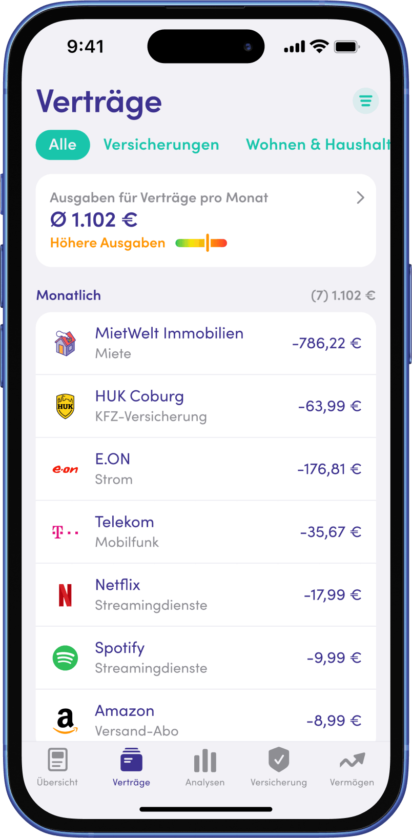 Deine Verträge im Blick Screenshot